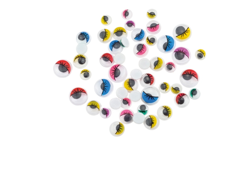 Ruchome oczka z kolorowymi rzęsami 6,8,10mm R06 Brewis